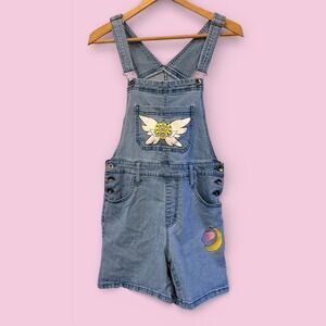 Women Denim Sailor Moon Hot Topic Eternal Moon Overalls Shorts Small (S)‎ Manga